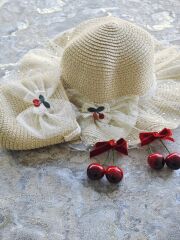 KİRAZ MODEL HASIR ŞAPKA HASIR ÇANTA SET