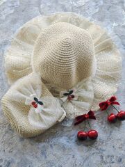 KİRAZ MODEL HASIR ŞAPKA HASIR ÇANTA SET