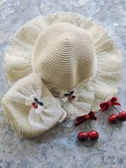 KİRAZ MODEL HASIR ŞAPKA HASIR ÇANTA SET