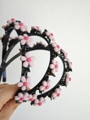 PEMBE ÇİÇEKLİ MODEL PENS MANDALLI TAÇ