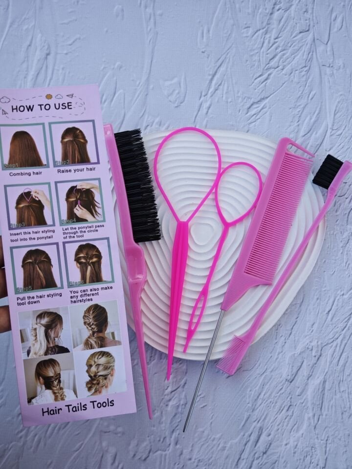 Saç Yapma Fırçalı Tarak Seti