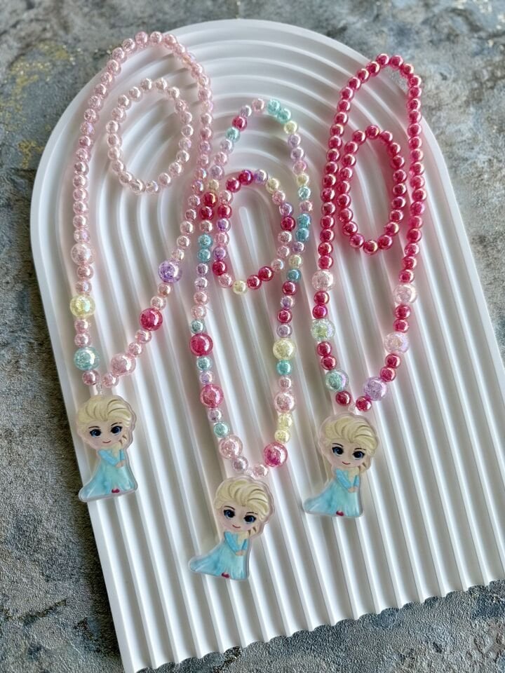 KIZ ÇOCUK ELSA MODEL KOLYE BİLEKLİK SET