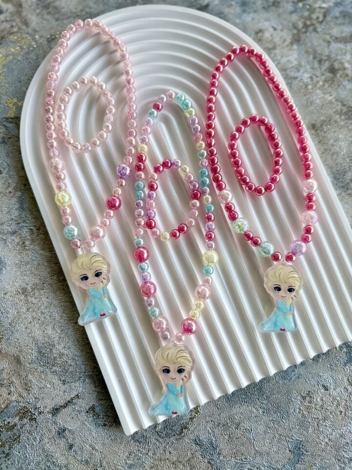 KIZ ÇOCUK ELSA MODEL KOLYE BİLEKLİK SET