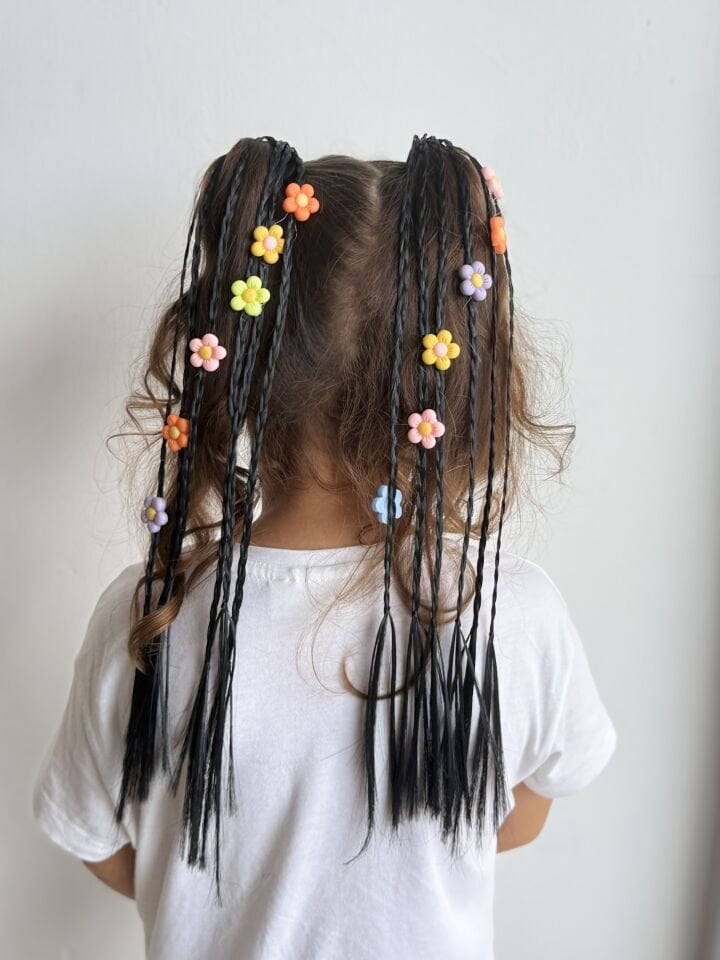 ÇİÇEK MODEL ÖRGÜLÜ LASTİK SAÇ