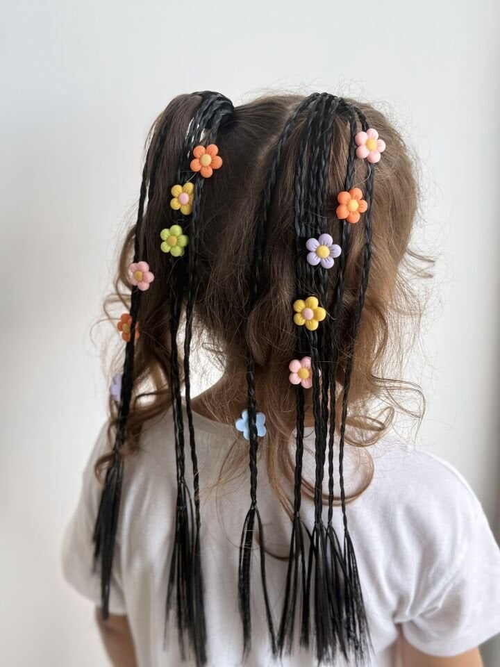 ÇİÇEK MODEL ÖRGÜLÜ LASTİK SAÇ