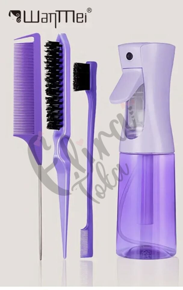 MOR RENK TARAK SETLİ SAÇ YAPMA SPREY ŞİŞESİ SETİ