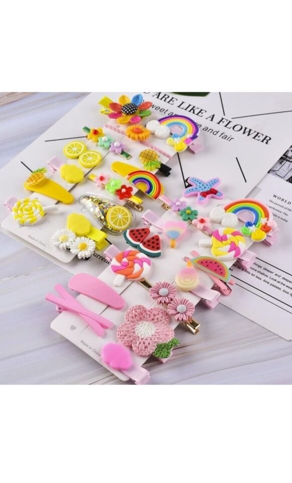 KIZ ÇOCUK SEVİMLİ 14 LÜ SİLİKON SAÇ TOKA SETİ