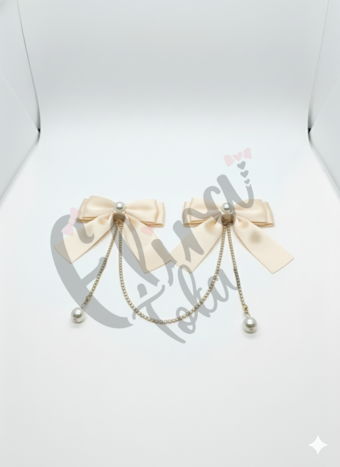 2 Lİ İNCİLİ TAŞLI PENS TOKA KREM RENK