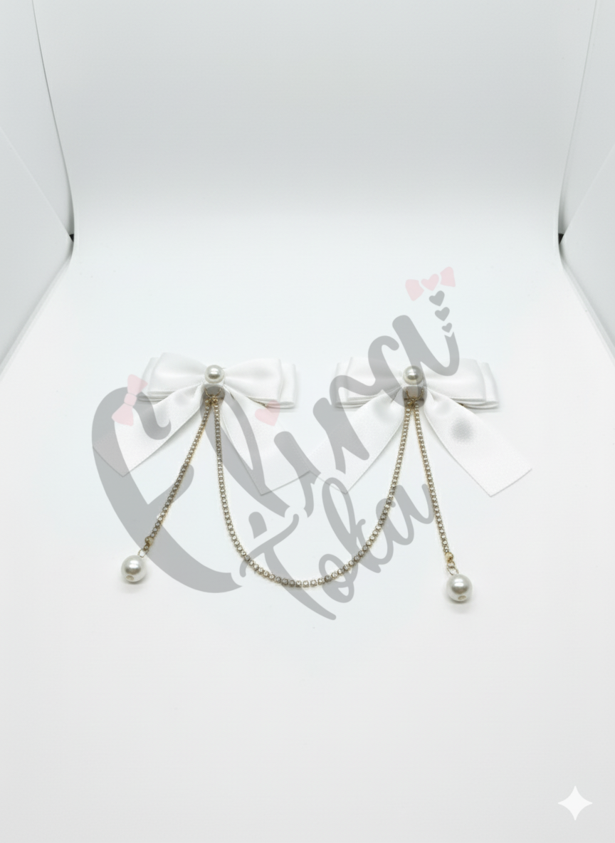 2 Lİ TAŞLI İNCİLİ PENS TOKA BEYAZ