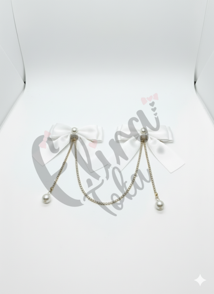 2 Lİ TAŞLI İNCİLİ PENS TOKA BEYAZ