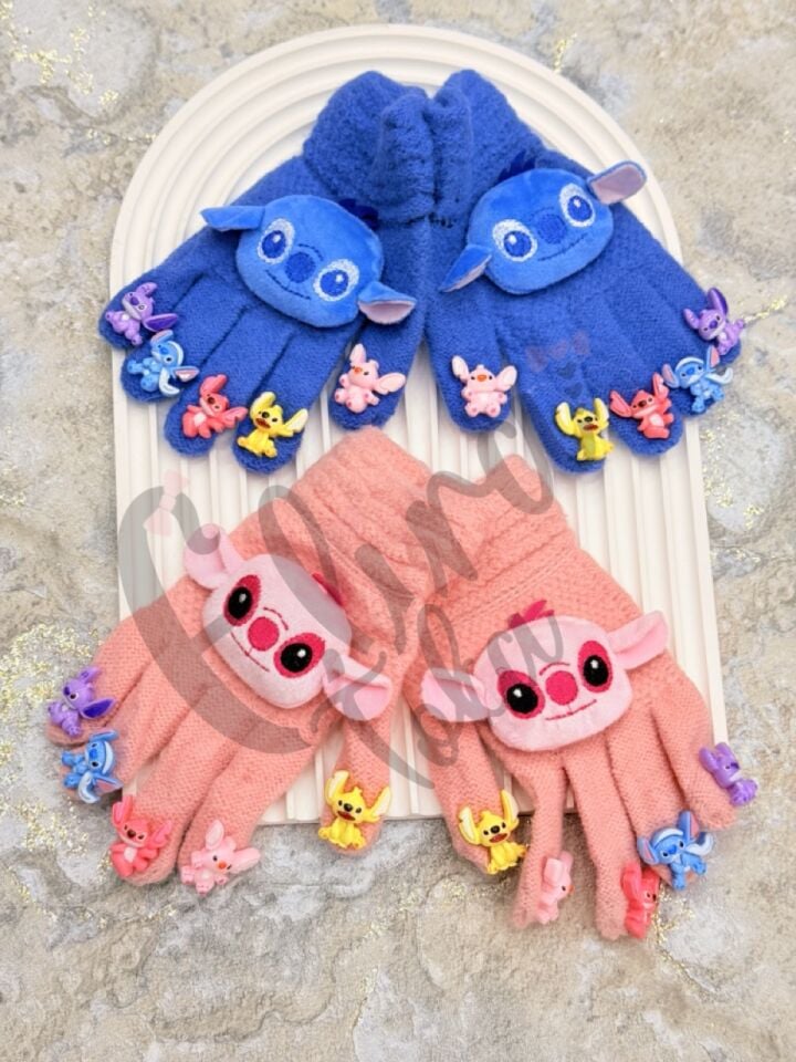 MAVİ RENK STİTCH MODEL AKSESUARLI ÇOCUK ELDİVENİ