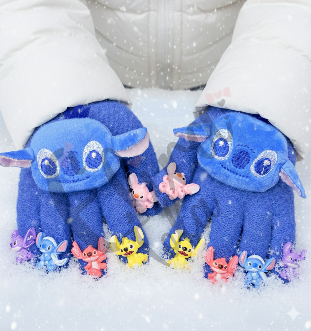 MAVİ RENK STİTCH MODEL AKSESUARLI ÇOCUK ELDİVENİ