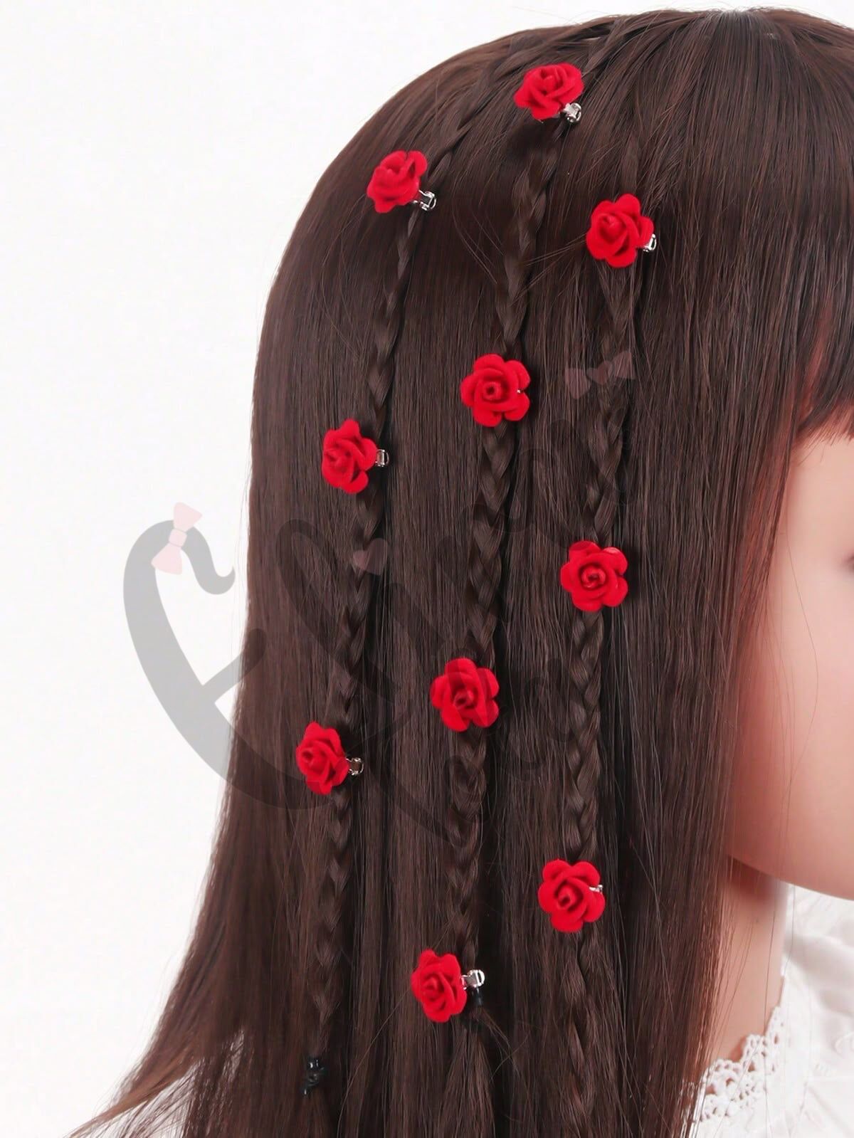 KADİFE GÜL MODEL 10 LU SAÇ KÜPESİ SÜSÜ