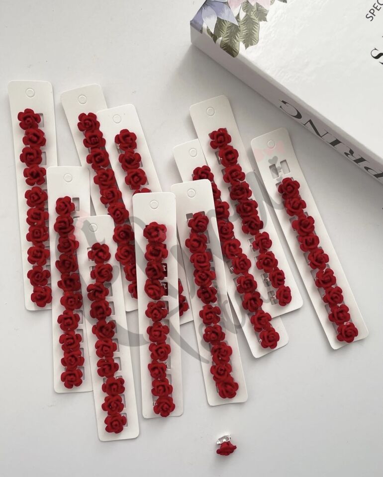 KADİFE GÜL MODEL 10 LU SAÇ KÜPESİ SÜSÜ