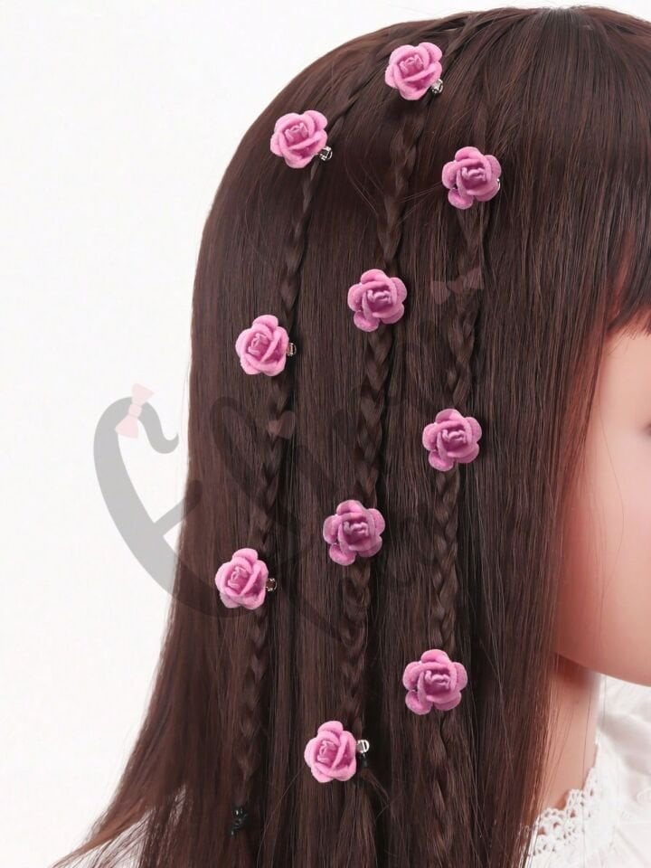 KADİFE PEMBE RENK SAÇ KÜPESİ 10 LU KART