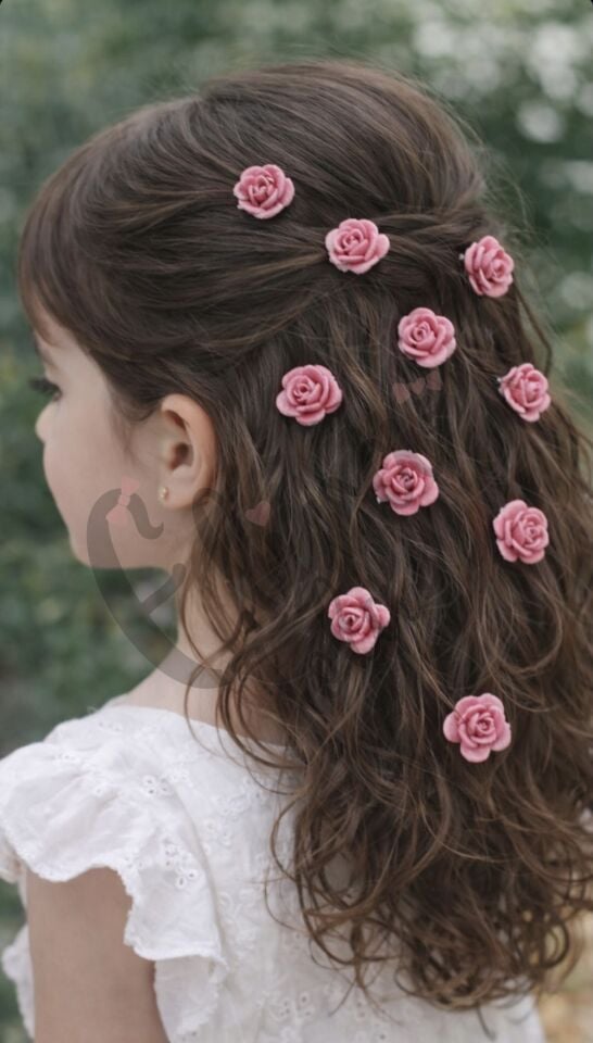 KADİFE PEMBE RENK SAÇ KÜPESİ 10 LU KART