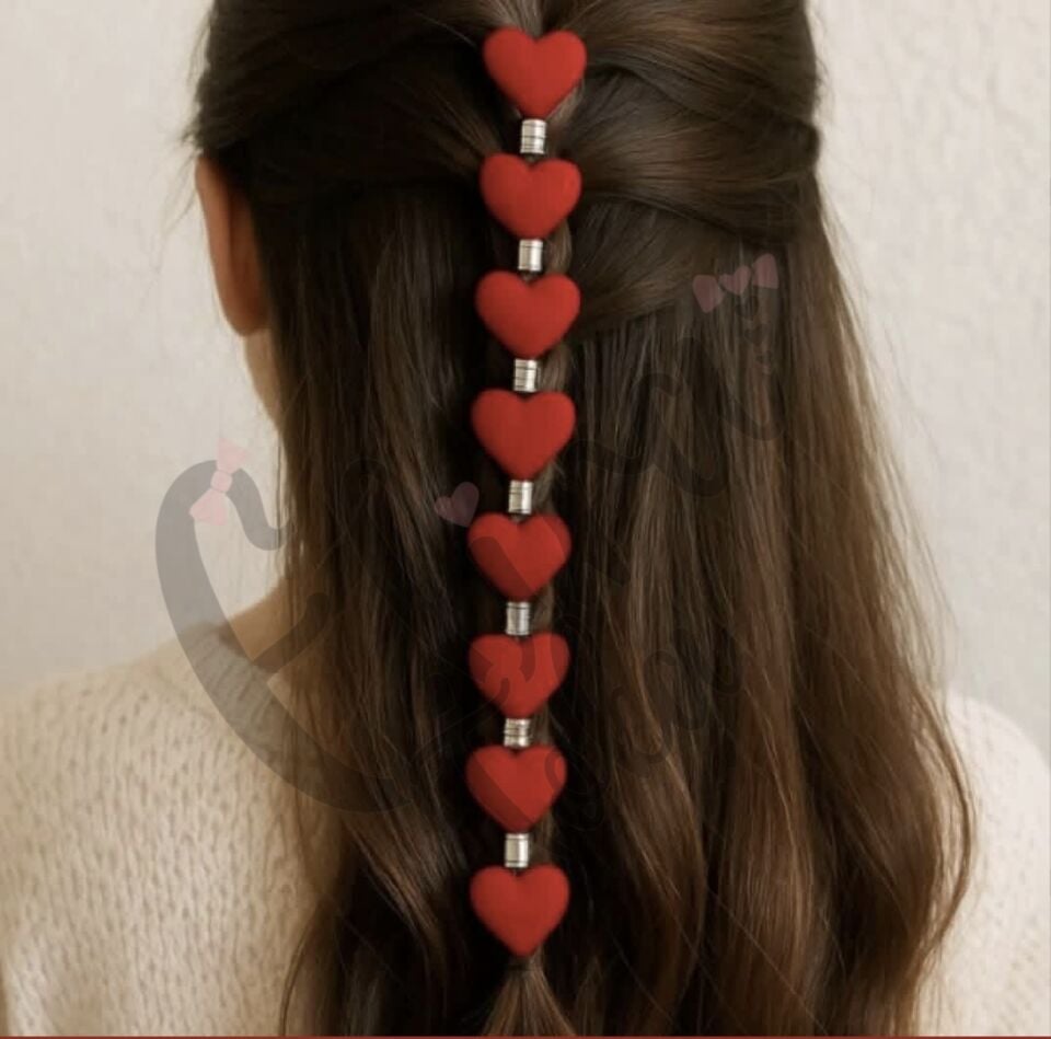 KADİFE KALP MODEL SAÇ KÜPESİ 10 LU KART