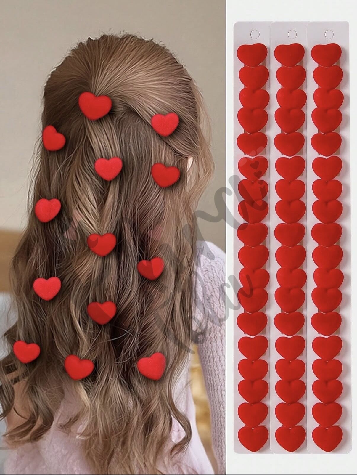 KADİFE KALP MODEL SAÇ KÜPESİ 10 LU KART