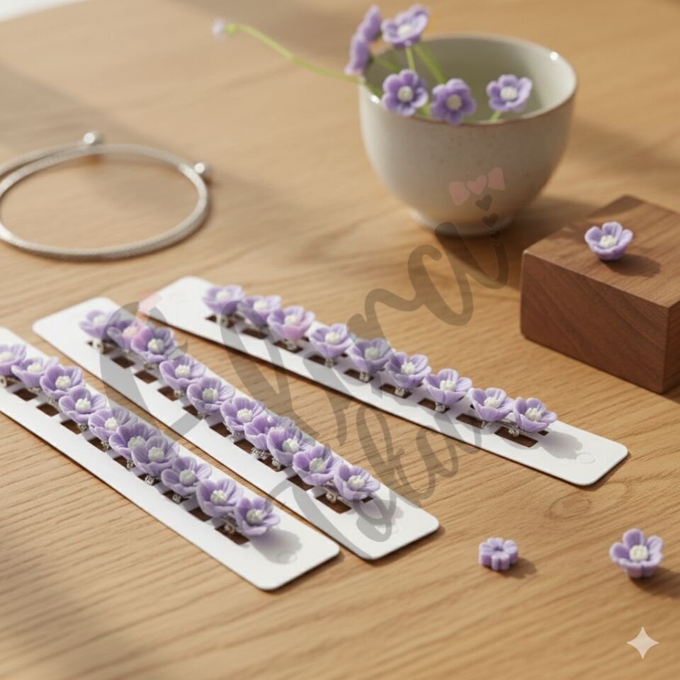 MOR RENK ÇİÇEK MODEL 10 LU SAC KÜPESİ SAÇ BONCUĞU