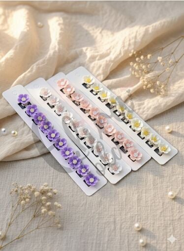 MOR RENK ÇİÇEK MODEL 10 LU SAC KÜPESİ SAÇ BONCUĞU