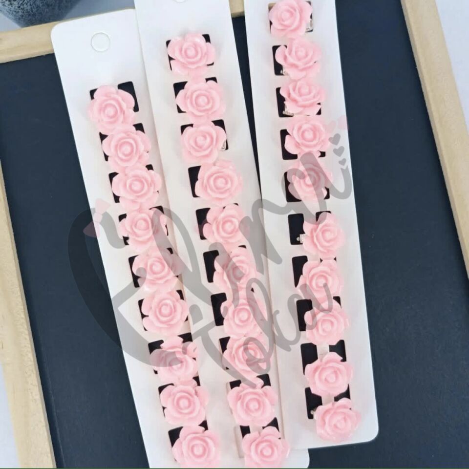 SEDEF PEMBE GÜL MODEL SAÇ KÜPESİ 10 LU