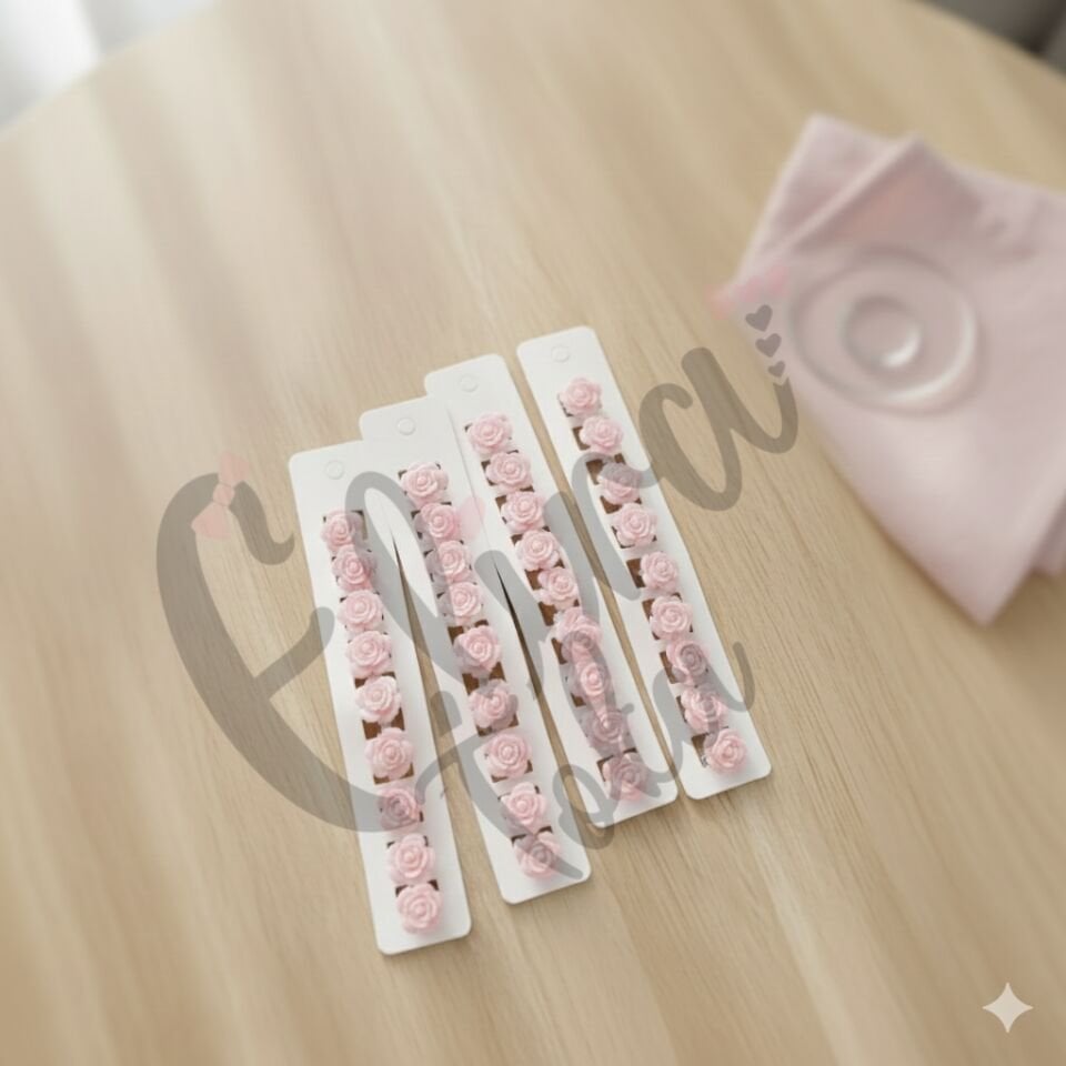 SEDEF PEMBE GÜL MODEL SAÇ KÜPESİ 10 LU