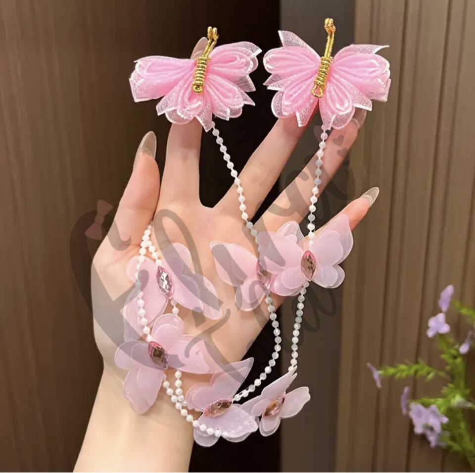 TÜL KELEBEK MODEL ÖRGÜ TOKASI 2 Lİ PENS