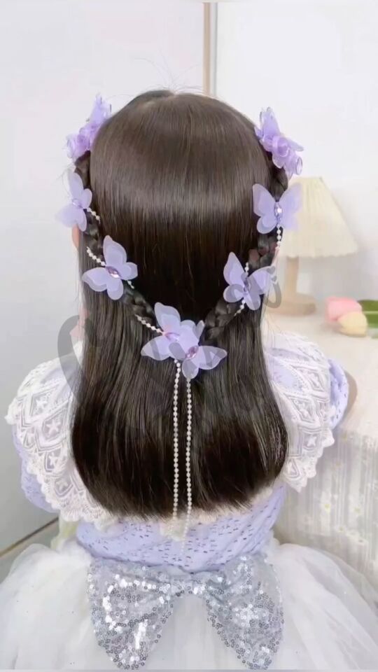 TÜL KELEBEK MODEL ÖRGÜ TOKASI MOR 2 Lİ PENS