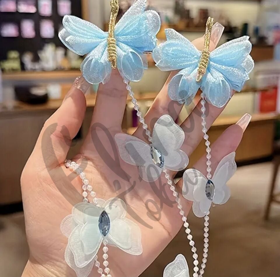 TÜL KELEBEK MODEL ÖRGÜ TOKASI 2 Lİ PENS TOKA