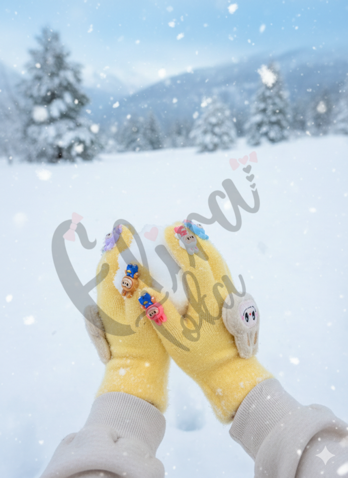 SARI RENK LABUBU MODEL UNISEX ÇOCUK ELDİVENİ