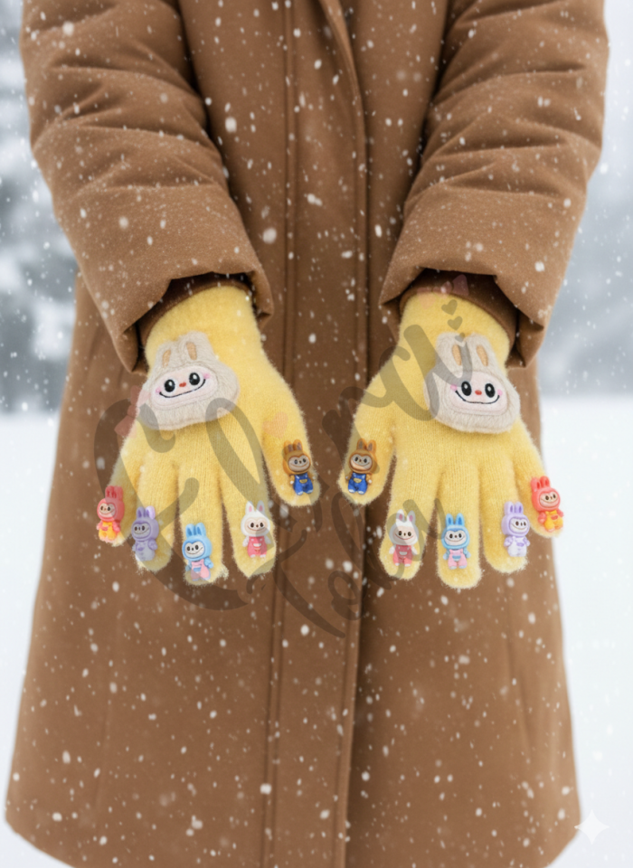 SARI RENK LABUBU MODEL UNISEX ÇOCUK ELDİVENİ