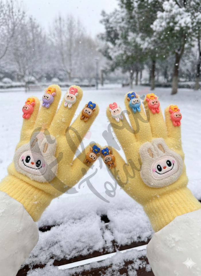 SARI RENK LABUBU MODEL UNISEX ÇOCUK ELDİVENİ