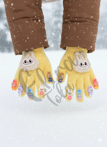 SARI RENK LABUBU MODEL UNISEX ÇOCUK ELDİVENİ