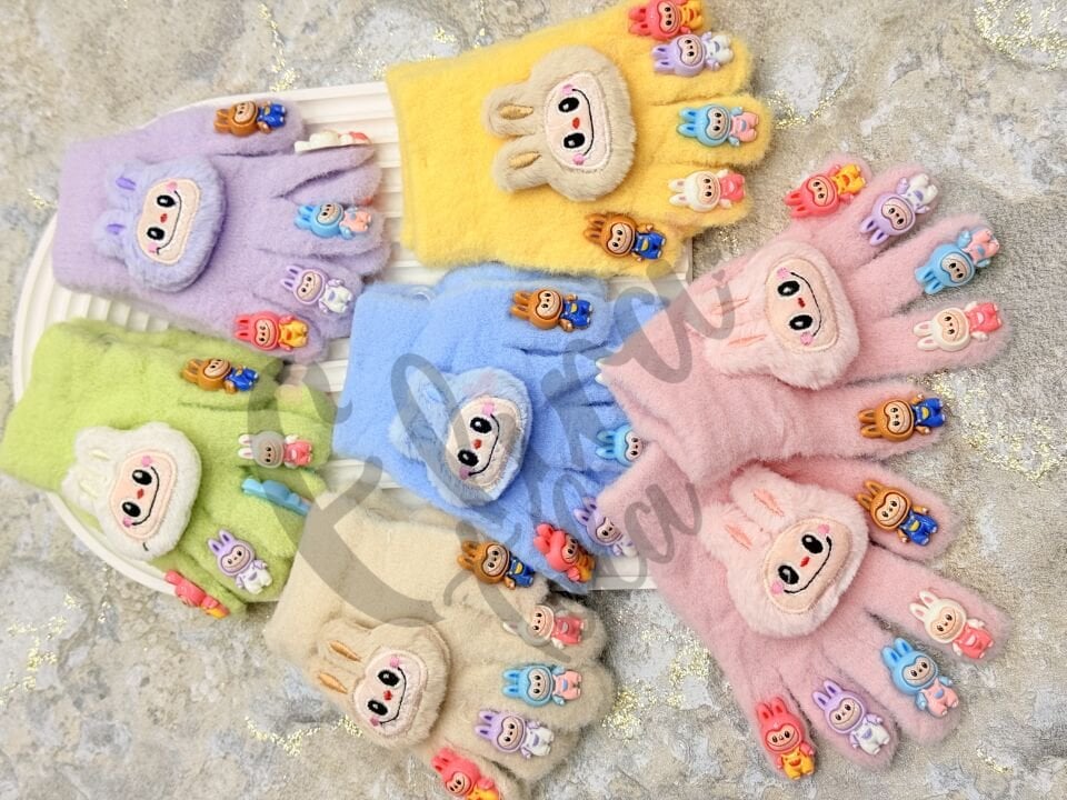 KREM RENK OYUNCAKLI LABUBU ÇOCUK ELDİVENİ